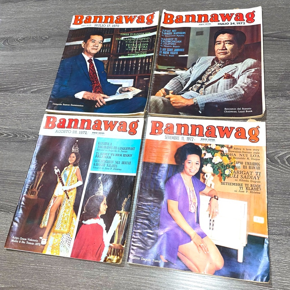 VINTAGE 1972 BANNAWAG HAWAII EDITION Philippines Filipino Magazine Lot Of 4ea